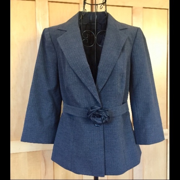 The Limited Jackets & Blazers - The Limited Collection grey pinstripe Blazer suit Jacket with belt size Small